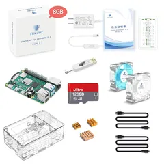TRASKIT Raspberry Pi 4B /ラズベリーパイ4B 8GB 技適マーク付/SDカード128GB NOOBSプリインストール/透明ケース/5.1V/3A Type-C 電源/2つのMicroHDMI-to-HDMIケーブルライン/ヒートシンクと