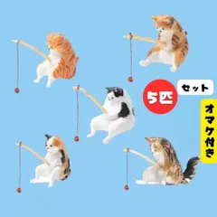 【5匹セット】釣り猫 フィギュア アクアリウム 水槽 オブジェ