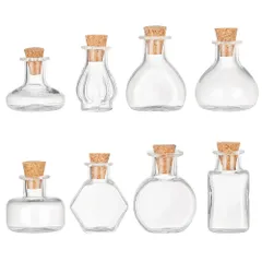 PH PandaHall 8個 小瓶 ガラス瓶 可愛い ミニガラスボトル コルク付き ガラス容器 透明ガラス瓶 装飾品 手芸材料 インテリア 室内飾り物 小物入れ 砕石の瓶 ハンドメイド アクセサリーパーツ