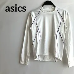 asicsアシックス白ホワイト長袖Tシャツシンプルスポーツ運動M