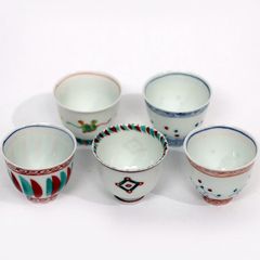 源右衛門 赤絵筋丸紋 飯碗 お茶碗 和食器 ライスボウル 5客セット
