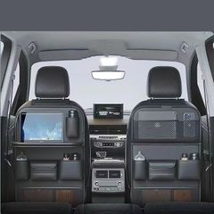 後部座席 収納 シートバックポケット 車 テーブル ティッシュ シートカバー 車内 レザー 後ろ カバー  タブレット 子供 ドリンクホルダー