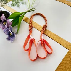 エコバック コードストラップ 刺繍エコバッグ 使い勝手抜群 紐 ストラップ ショルダー 肩ベルト 調整可能 折り畳み カラフル オレンジ