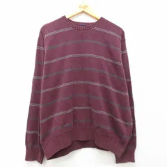 XL/古着 アロー 長袖 セーター メンズ コットン クルーネック エンジ他 ボーダー 25mar01 中古 ニット トップスのサムネイル