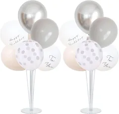 La Kissa バルーンスタンド 誕生日 飾り付け バースデーバルーン 風船セット 男の子 女の子 床用 ホルダー 1歳 2歳 3歳(シルバー)