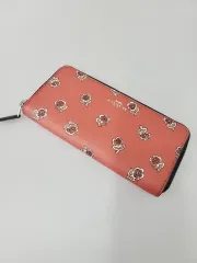 COACH(コーチ) 正規品 フラワー パターン 柄 ラウンドファスナー 長財布 グレープフルーツカラー