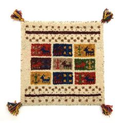 ペルシャ絨毯 イラン製 キリムギャッベ 毛100% 円型クッション - メルカリ
