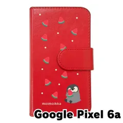 【新品未使用】Google Pixel 6a ピクセル6a スマホケース 手帳型 (色：レッド×柄：ペンギンとスイカ)moimoikka ペンギン 動物 flip2-pixel6a-rd-20139