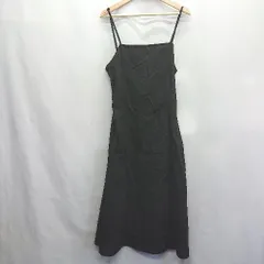 ◇ ⊂ JUNOAH ジュノア リネン使用　コットン素材 キャミソール マキシ ワンピース サイズM ブラック レディース E  【1408220052493】のサムネイル