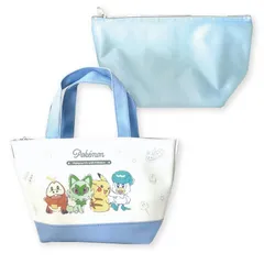 【新品】保冷バッグ ポケットモンスター ブルー ハッピーデイ ポケモン 保冷ポーチ付 ランチバッグ お弁当 夏 保冷剤ポケット付 ミニトート かわいい プレゼント H18cm×W19cm×D13cm あお 青 ホワイト