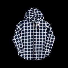 DIESEL ディーゼル ジップアップ フード チェック フラン ネルシャツ パーカー ネイビー ブルー 黒 ブラック Sサイズ ジャストフィット シルエット イタリア プレミアム カジュアル 2000年代 ユーロ デニム ブーム トレンド ジーンズ ブランド