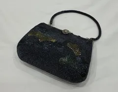 ビーズバック/紺/刺繍/松/11970