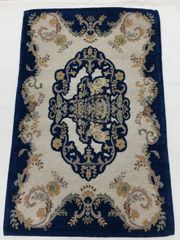 新品　OKAJIMA    ゴブラン　マット　玄関マット　ブルー　青　新春　新年　お正月　　すべり止め　50cm ８０cm  エスニック　インド　ＯＪＭ１３４ＢＬ