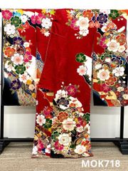 振袖 仮絵羽 京友禅 銀通し 刺繍 金彩 正絹 未仕立て品 八掛付 MOK625