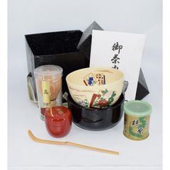 未使用 茶道具 銀杏蒔絵 千歳盆 木製溜塗 茶器 十二点セット 茶器