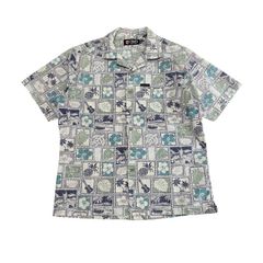 中古 チャップス ラルフローレン アロハシャツ クリーニング済み 90s オープンカラー ブロック柄 メンズ Mサイズ