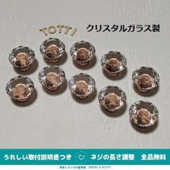 つまみ　取手　10個　透明/ローズゴールド　クリスタルガラス　31mm　キャビネット　戸棚　09