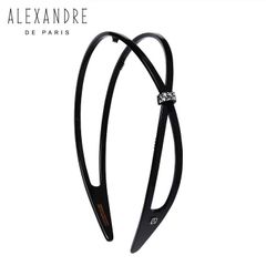 ALEXANDRE DE PARIS アレクサンドル ドゥ パリ アシンメトリー スワロフスキー カチューシャ ヘアーバンド 黒 ブラック