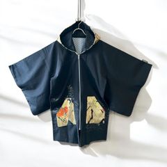 着物フーディ パーカー 帯 黒留袖 リメイク remake メンズ レディース 久喜倉庫店 NO.0001
