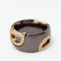 ダミアーニ DAMIANI Dアイコン リング 750PG/セラミック ダイヤモンド ブラウン 約8.5号★美品★