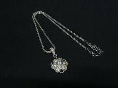 未使用】SILVER製 薔薇モチーフ淡水パール ペンダントルーペ 拡大鏡