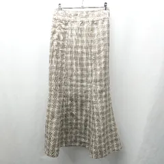 ◇ Θ ehka sopo 柄入り ロング丈 ギャザー スカート サイズF ブラウン系 レディース E  【1506230029440】