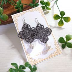 四つ葉ピアス(イヤリング)グレー