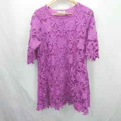 ◇ ⊂ CHILLE チル レース 花柄 6分袖 ミニ ワンピース サイズF パープル系 レディース E  【1505290023368】のサムネイル