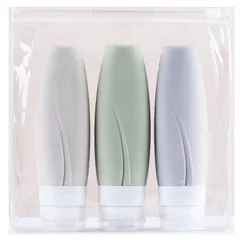 旅行用 シャンプー セット シャンプーボトル トラベルボトル 漏れない ジム 詰め替えボトル トラベルセット シリコン製3個セット 透明ポーチ セット 90mL 