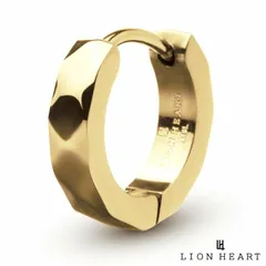 ライオンハート カッティング フープピアス サージカルステンレス ゴールド 片耳用 1点売り メンズ ブランド LION HEART