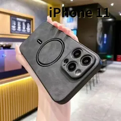 ［ショップス］iPhone11 スマホケース 黒 ワイアレス充電 レザー風 耐衝撃 レンズ保護 軽量 おしゃれ シンプル E029　E