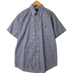 古着 ラルフローレン Ralph Lauren CUSTOM FIT 半袖 ボタンダウン ストライプシャツ メンズL相当/eaa550530