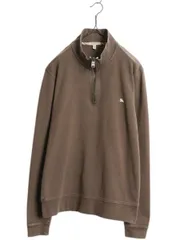 【お得なクーポン配布中!】 バーバリー ロンドン ハーフジップ スウェット メンズ L / ハイネック ストレッチ トレーナー ワンポイント プルオーバー 薄手 裏起毛なし