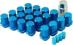 エスティーエスミチコ 互換品スリット ロック レーシング ナット アルミ製 エアバルブキャップ付き 軽量 盗難防止 青 P1.25-20個 5穴用(青 P1.25-20個 5穴用)