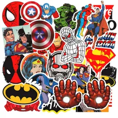 マーベルステッカーセット 50枚入り スーパーヒーロー防水デカール アベンジャーズシールパック スーツケース ノートパソコン バイク ヘルメットなど適用