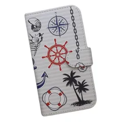 手帳型 スマホケース 碇 マリン 貝 灯台 イルカ ヤシの木 ヨット 海豚 s296