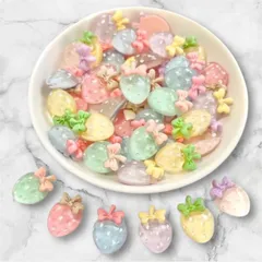 【12個】　デコパーツ　苺　ホイップデコ　トレカケース　ヘアピン　ハンドメイド　貼り付けパーツ