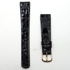 デッドストック 時計バンド ワニ革 ブラック 17mm smarp 撥水 バンド交換 メンズ レディース ハンドクラフト 25-M-886