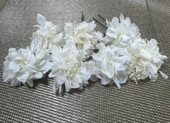プリザーブドフラワー髪飾り7本　　プリザーブド　カスミソウ　アジサイ　ドライフラワー　髪飾りかんざし　かすみ草ヘッドドレス