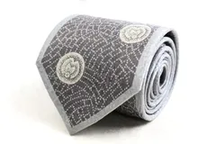 ミラショーン ブランド ネクタイ 総柄 ドット 小紋柄 格子柄 シルク イタリア製 PO メンズ ライトグレー mila schon 【中古】