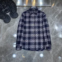 【本日限定特価】Chrome Hearts メンズ シャツ フルクロス 刺繍 ダークブルー/レッド S-XL [本日特価|新品未使用品]