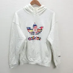 y■80'S 古着■アディダス/adidasトレファイルロゴ刺繍 スウェットパーカー■霜降り【メンズL】デサント社製/70【中古】