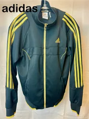 adidas ADIDAS アディダス トラックジャケット Ｍ　ブラック ポリエステル ３ストライプス ロゴ刺繍