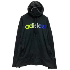 adidas ロゴスウェット パーカー キッズ L ブラック アディダス スポーツ プルオーバー ポケット付き 古着卸 アメリカ仕入 a612-6734のサムネイル