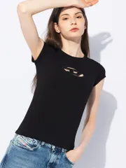 ディーゼル DIESEL チェストオーバルD クルーネック 半袖 Tシャツ DSLA062680AFA ブラック
