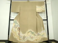 【極美品】京の名工 友禅師「樽本伊勢蔵氏作」金通し織「かるた文様」藤鼠色 極美品】京の名工 友禅師「樽本伊勢蔵氏作」金通し織「かるた文様」藤