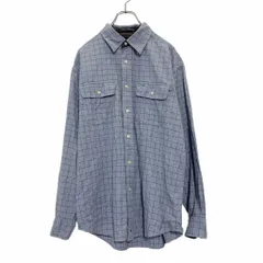 TOMMY HILFIGER 長袖 チェック シャツ M ブルー系 青 トミーヒルフィガー 刺繍ロゴ 古着卸 アメリカ仕入 a503-6029