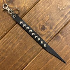 CALEE キャリー スタッズ 編み込み レザーキーリング キーホルダー