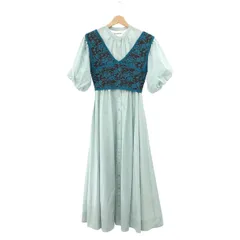 未使用品 Lily Brown リリーブラウン  ジャガードニットベスト付きワンピース  ライトブルー ルミネエスト限定品 ロング  レディース　240001090854