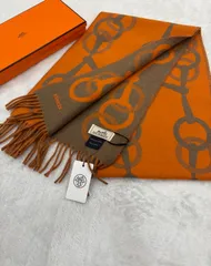 ❤お得なお品❤クリーニング済み カシミヤマフラー エブリン オレンジ エルメス HERMES】エルメス カシミヤマフラー オレンジ